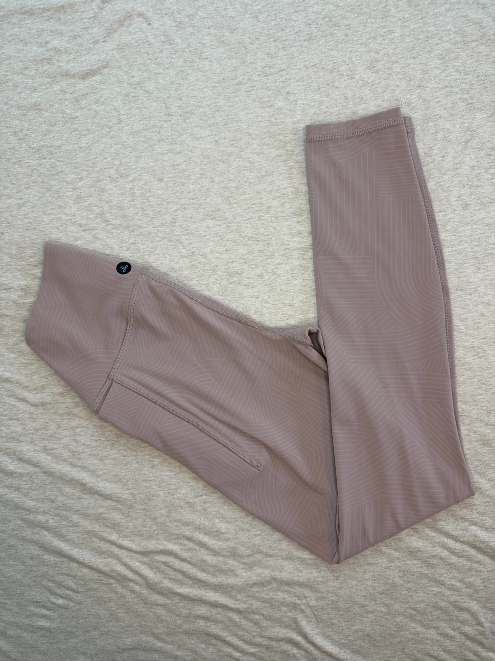 Prana Dusty Rose Active Leggings with Tonal Stripe Texture